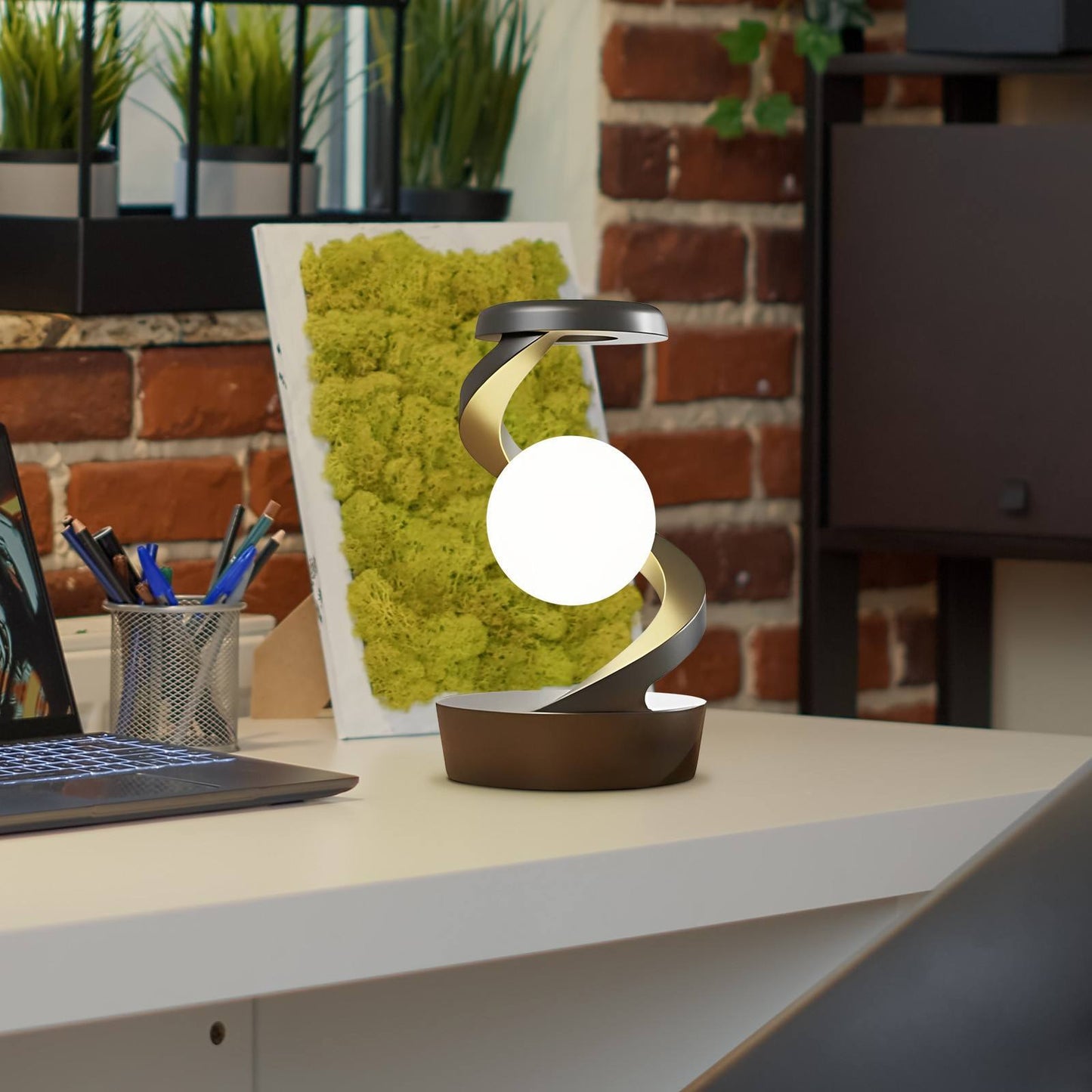 Rotating Moon Desk Lamp With Phone Wireless Charging Sensor Control Table Lamp