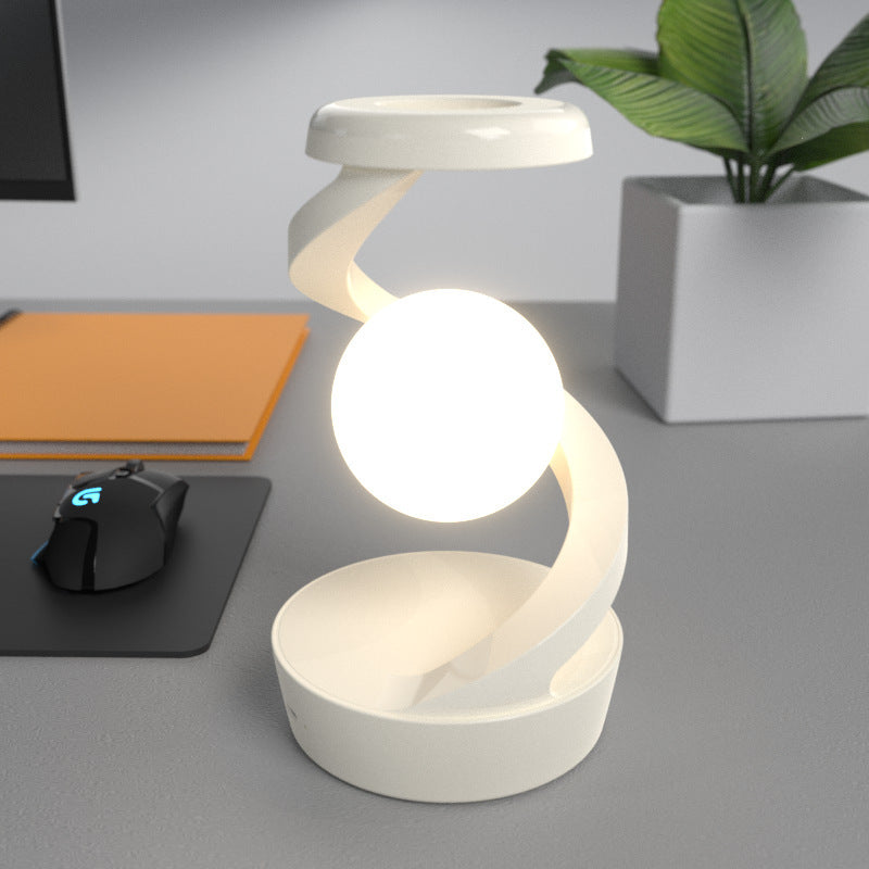 Rotating Moon Desk Lamp With Phone Wireless Charging Sensor Control Table Lamp